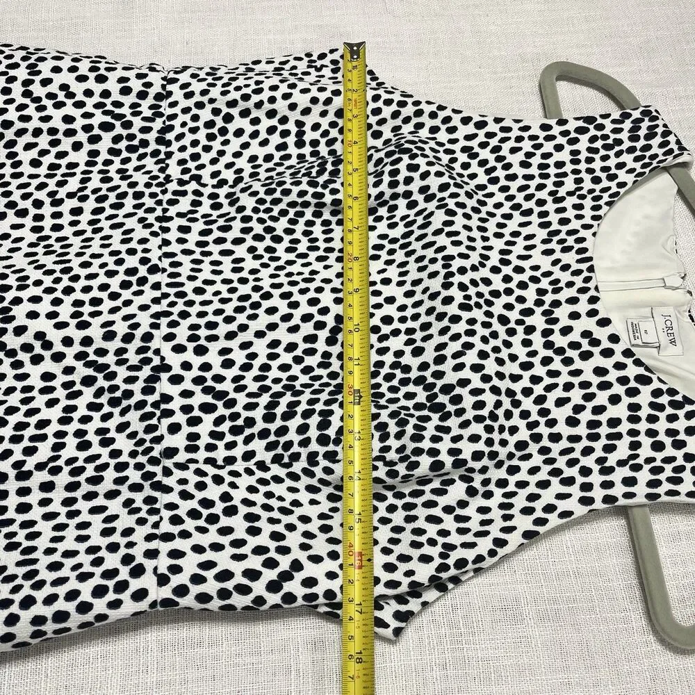 J.Crew Sheath Dress Womens 12 Navy White Polka Dot Sleeveless Career Cocktail